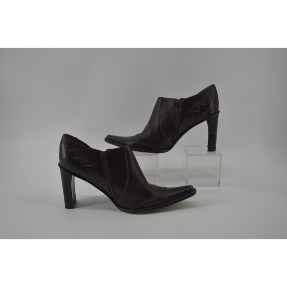 Sibyl Vane Booties Brown Leather Handmade Boot Pointed Toe Side Zipper Size 9 - Picture 4 of 12